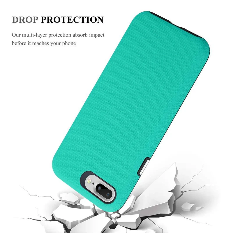 Cadorabo Hülle kompatibel mit Apple iPhone 6 PLUS / 6S PLUS / 7 PLUS / 7S PLUS / 8 PLUS Outdoor Hybrid Schutzhülle mit extra Grip Anti Rutsch Oberfläche im Triangle Design aus Silikon und Kunststoff
