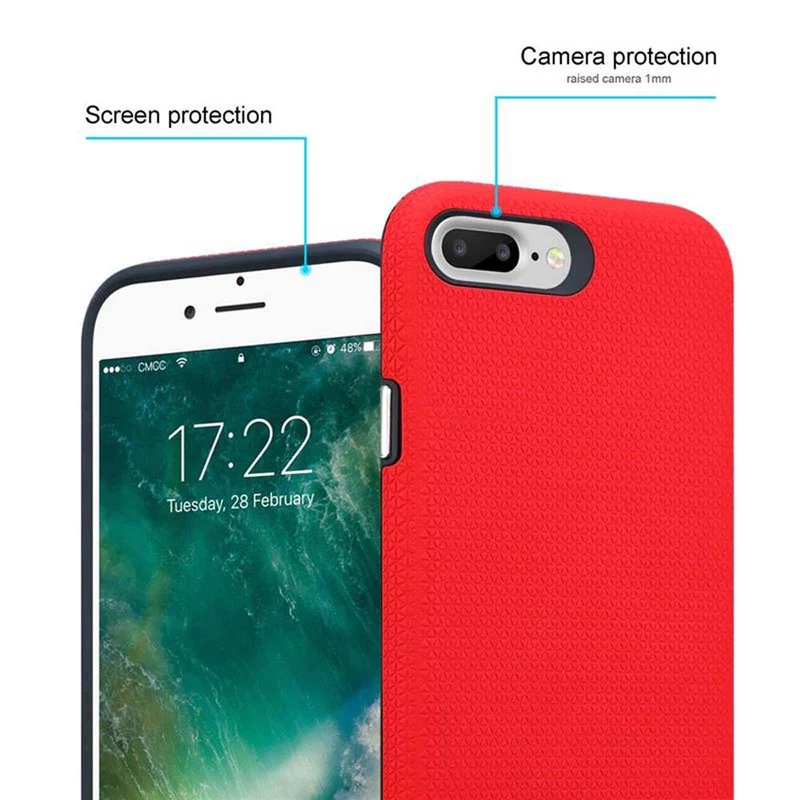 Cadorabo Hülle kompatibel mit Apple iPhone 6 PLUS / 6S PLUS / 7 PLUS / 7S PLUS / 8 PLUS Outdoor Hybrid Schutzhülle mit extra Grip Anti Rutsch Oberfläche im Triangle Design aus Silikon und Kunststoff