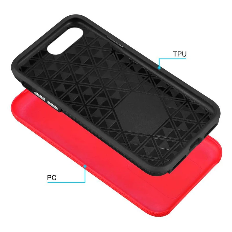 Cadorabo Hülle kompatibel mit Apple iPhone 6 PLUS / 6S PLUS / 7 PLUS / 7S PLUS / 8 PLUS Outdoor Hybrid Schutzhülle mit extra Grip Anti Rutsch Oberfläche im Triangle Design aus Silikon und Kunststoff