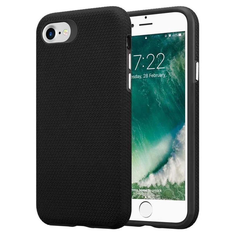Cadorabo Hülle kompatibel mit Apple iPhone 6 / 6S / 7 / 7S / 8 / SE 2020 Outdoor Hybrid Schutzhülle mit extra Grip Anti Rutsch Oberfläche im Triangle Design aus Silikon und Kunststoff