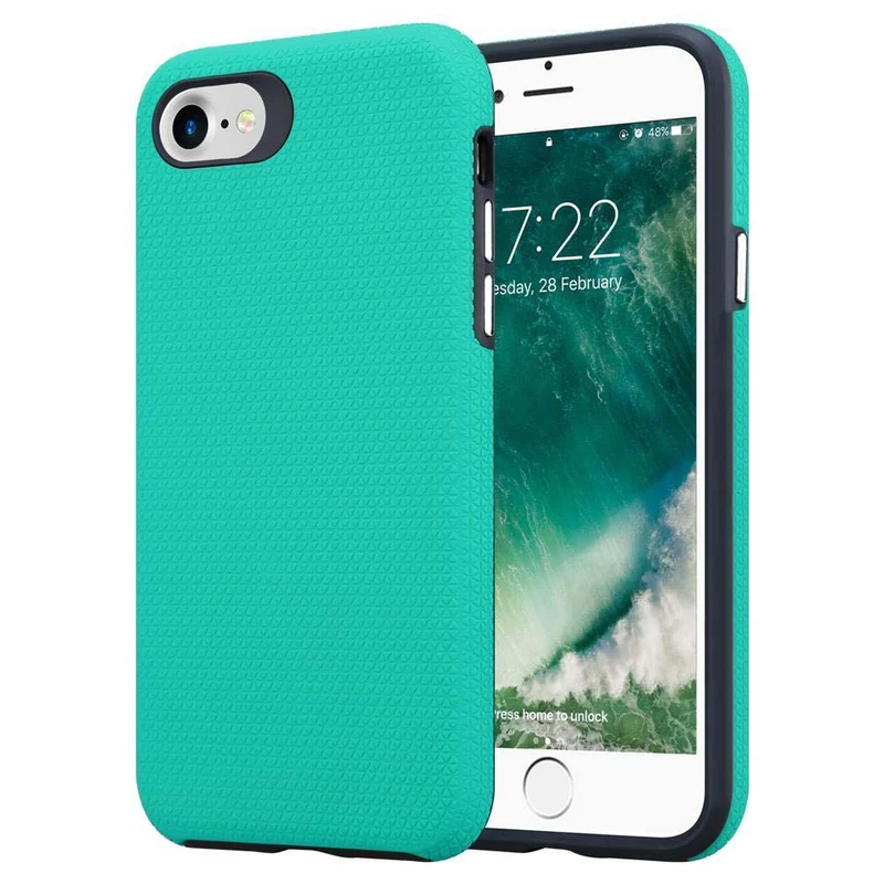 Cadorabo Hülle kompatibel mit Apple iPhone 6 / 6S / 7 / 7S / 8 / SE 2020 Outdoor Hybrid Schutzhülle mit extra Grip Anti Rutsch Oberfläche im Triangle Design aus Silikon und Kunststoff