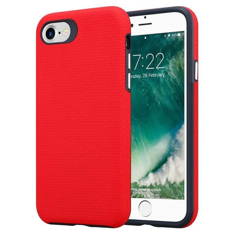Cadorabo Hülle kompatibel mit Apple iPhone 6 / 6S / 7 / 7S / 8 / SE 2020 Outdoor Hybrid Schutzhülle mit extra Grip Anti Rutsch Oberfläche im Triangle Design aus Silikon und Kunststoff