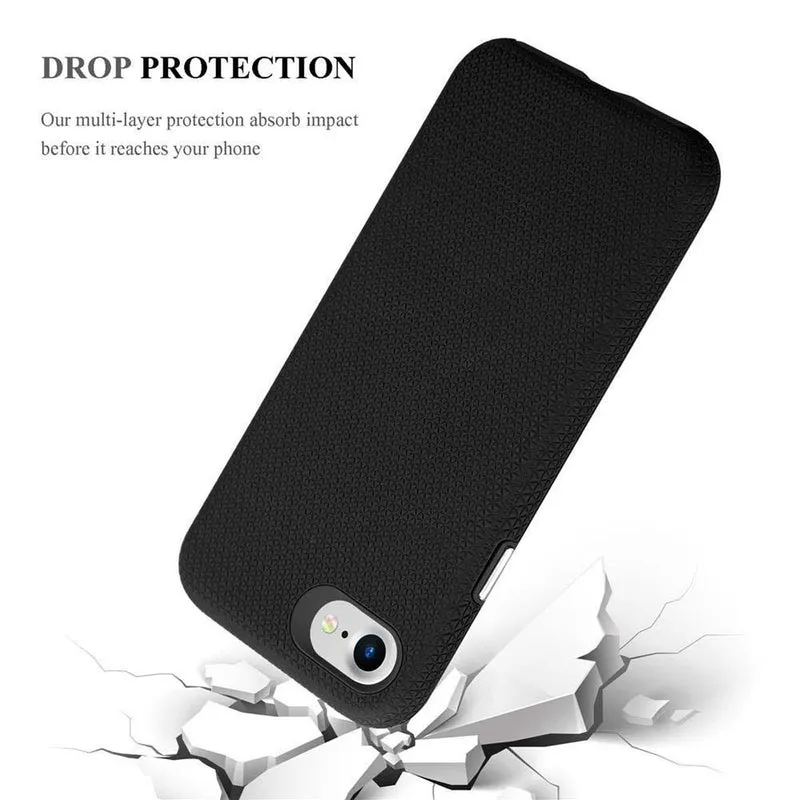 Cadorabo Hülle kompatibel mit Apple iPhone 6 / 6S / 7 / 7S / 8 / SE 2020 Outdoor Hybrid Schutzhülle mit extra Grip Anti Rutsch Oberfläche im Triangle Design aus Silikon und Kunststoff