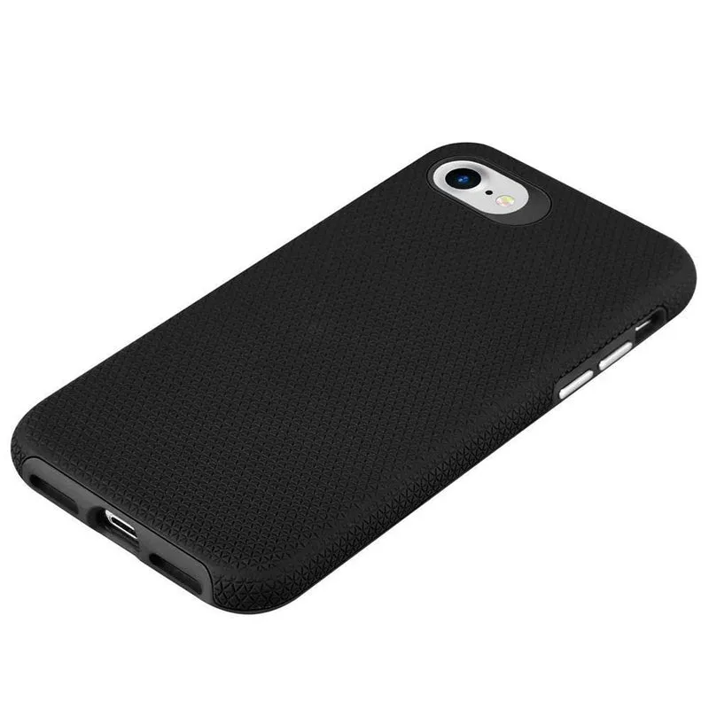 Cadorabo Hülle kompatibel mit Apple iPhone 6 / 6S / 7 / 7S / 8 / SE 2020 Outdoor Hybrid Schutzhülle mit extra Grip Anti Rutsch Oberfläche im Triangle Design aus Silikon und Kunststoff