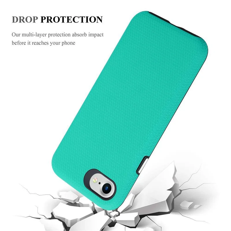 Cadorabo Hülle kompatibel mit Apple iPhone 6 / 6S / 7 / 7S / 8 / SE 2020 Outdoor Hybrid Schutzhülle mit extra Grip Anti Rutsch Oberfläche im Triangle Design aus Silikon und Kunststoff