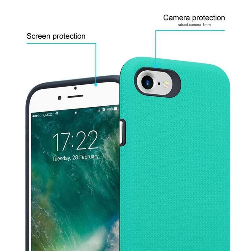 Cadorabo Hülle kompatibel mit Apple iPhone 6 / 6S / 7 / 7S / 8 / SE 2020 Outdoor Hybrid Schutzhülle mit extra Grip Anti Rutsch Oberfläche im Triangle Design aus Silikon und Kunststoff