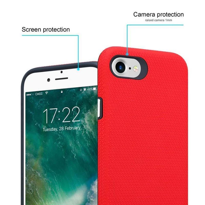 Cadorabo Hülle kompatibel mit Apple iPhone 6 / 6S / 7 / 7S / 8 / SE 2020 Outdoor Hybrid Schutzhülle mit extra Grip Anti Rutsch Oberfläche im Triangle Design aus Silikon und Kunststoff