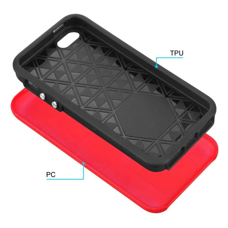Cadorabo Hülle kompatibel mit Apple iPhone 5 / 5S / SE 2016 Outdoor Hybrid Schutzhülle mit extra Grip Anti Rutsch Oberfläche im Triangle Design aus Silikon und Kunststoff
