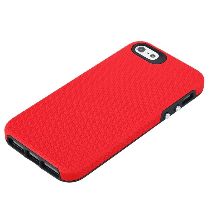 Cadorabo Hülle kompatibel mit Apple iPhone 5 / 5S / SE 2016 Outdoor Hybrid Schutzhülle mit extra Grip Anti Rutsch Oberfläche im Triangle Design aus Silikon und Kunststoff