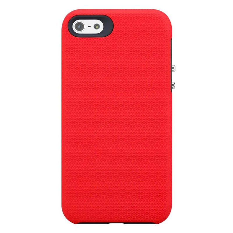 Cadorabo Hülle kompatibel mit Apple iPhone 5 / 5S / SE 2016 Outdoor Hybrid Schutzhülle mit extra Grip Anti Rutsch Oberfläche im Triangle Design aus Silikon und Kunststoff