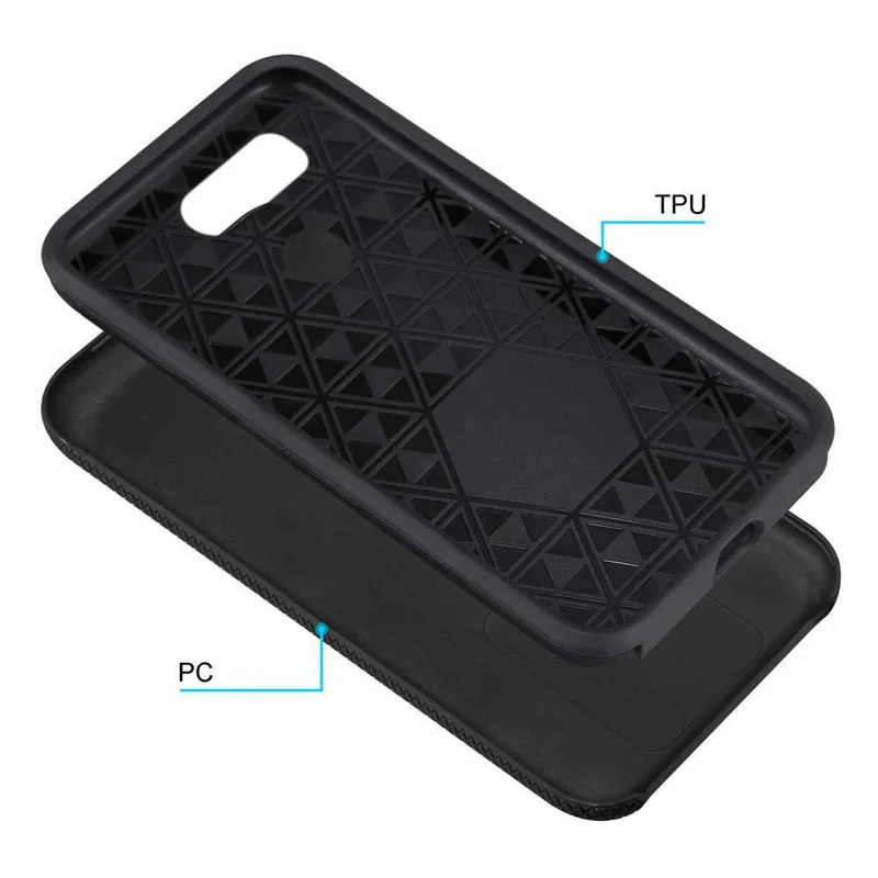 Cadorabo Hülle kompatibel mit LG V30 / V30+ / V30S / V30S+ Outdoor Hybrid Schutzhülle mit extra Grip Anti Rutsch Oberfläche im Triangle Design aus Silikon und Kunststoff