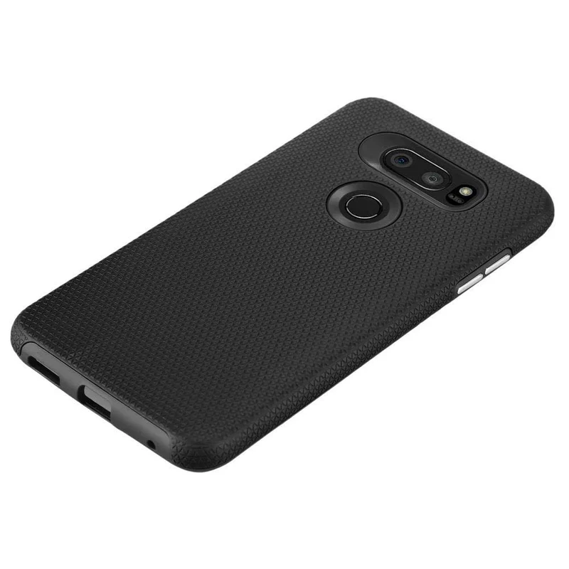Cadorabo Hülle kompatibel mit LG V30 / V30+ / V30S / V30S+ Outdoor Hybrid Schutzhülle mit extra Grip Anti Rutsch Oberfläche im Triangle Design aus Silikon und Kunststoff