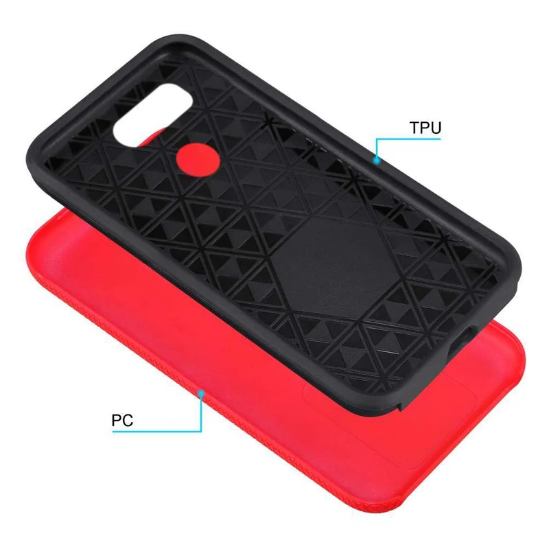 Cadorabo Hülle kompatibel mit LG V30 / V30+ / V30S / V30S+ Outdoor Hybrid Schutzhülle mit extra Grip Anti Rutsch Oberfläche im Triangle Design aus Silikon und Kunststoff