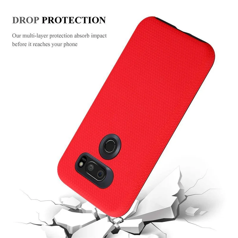 Cadorabo Hülle kompatibel mit LG V30 / V30+ / V30S / V30S+ Outdoor Hybrid Schutzhülle mit extra Grip Anti Rutsch Oberfläche im Triangle Design aus Silikon und Kunststoff