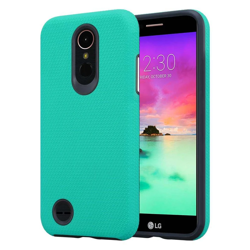 Cadorabo Hülle kompatibel mit LG K10 2017 Outdoor Hybrid Schutzhülle mit extra Grip Anti Rutsch Oberfläche im Triangle Design aus Silikon und Kunststoff