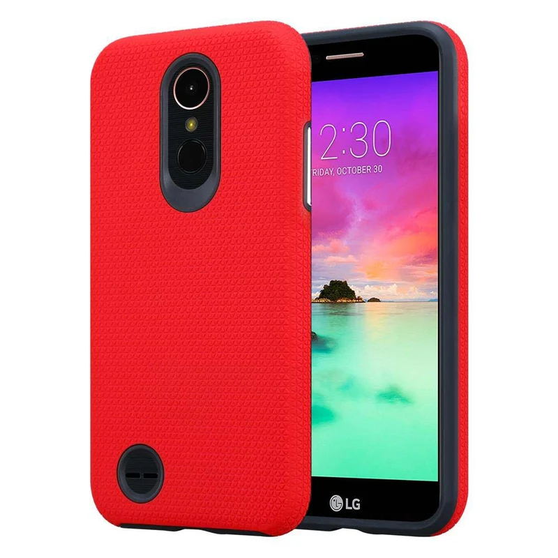 Cadorabo Hülle kompatibel mit LG K10 2017 Outdoor Hybrid Schutzhülle mit extra Grip Anti Rutsch Oberfläche im Triangle Design aus Silikon und Kunststoff