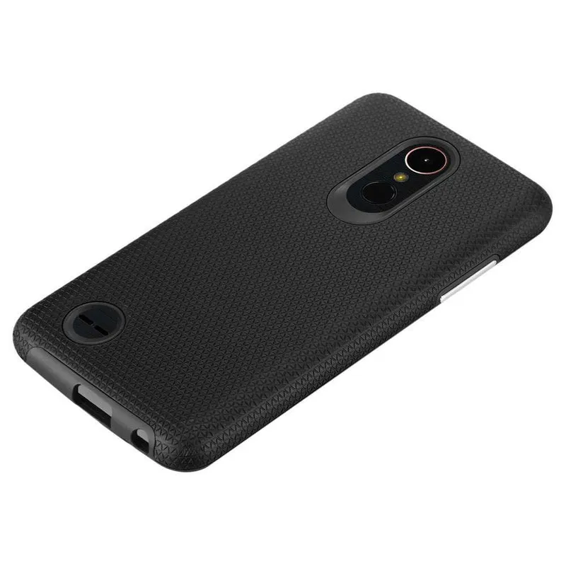Cadorabo Hülle kompatibel mit LG K10 2017 Outdoor Hybrid Schutzhülle mit extra Grip Anti Rutsch Oberfläche im Triangle Design aus Silikon und Kunststoff
