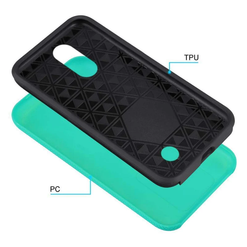 Cadorabo Hülle kompatibel mit LG K10 2017 Outdoor Hybrid Schutzhülle mit extra Grip Anti Rutsch Oberfläche im Triangle Design aus Silikon und Kunststoff