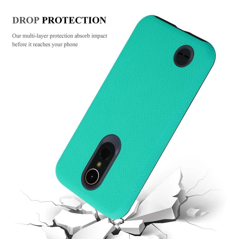 Cadorabo Hülle kompatibel mit LG K10 2017 Outdoor Hybrid Schutzhülle mit extra Grip Anti Rutsch Oberfläche im Triangle Design aus Silikon und Kunststoff