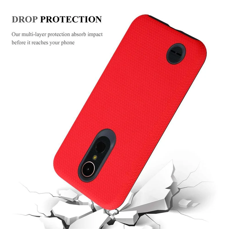 Cadorabo Hülle kompatibel mit LG K10 2017 Outdoor Hybrid Schutzhülle mit extra Grip Anti Rutsch Oberfläche im Triangle Design aus Silikon und Kunststoff