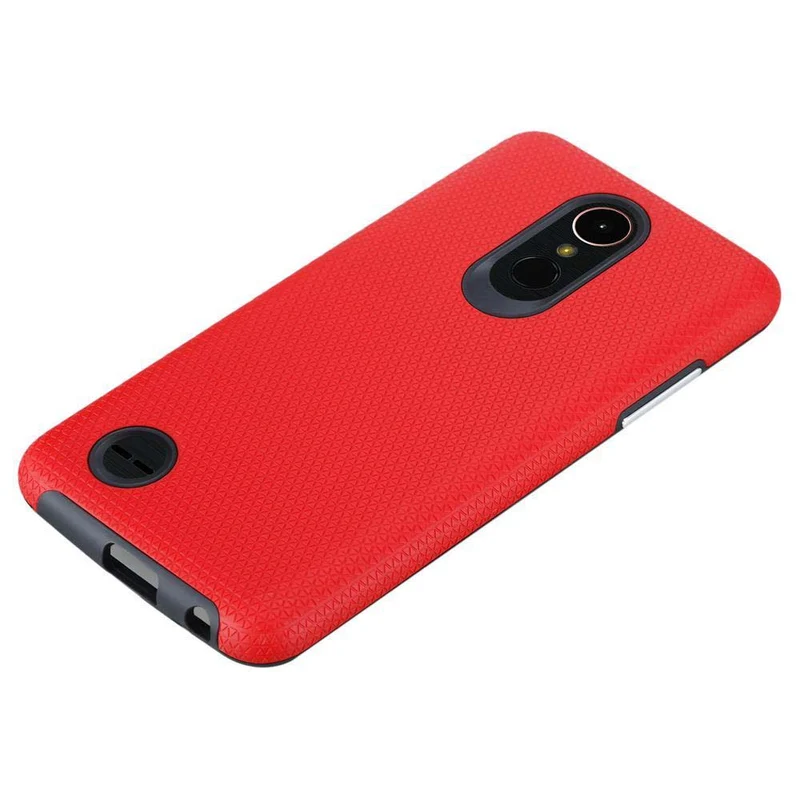 Cadorabo Hülle kompatibel mit LG K10 2017 Outdoor Hybrid Schutzhülle mit extra Grip Anti Rutsch Oberfläche im Triangle Design aus Silikon und Kunststoff