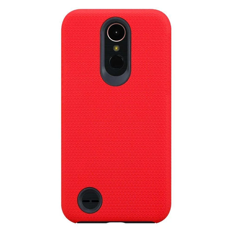 Cadorabo Hülle kompatibel mit LG K10 2017 Outdoor Hybrid Schutzhülle mit extra Grip Anti Rutsch Oberfläche im Triangle Design aus Silikon und Kunststoff