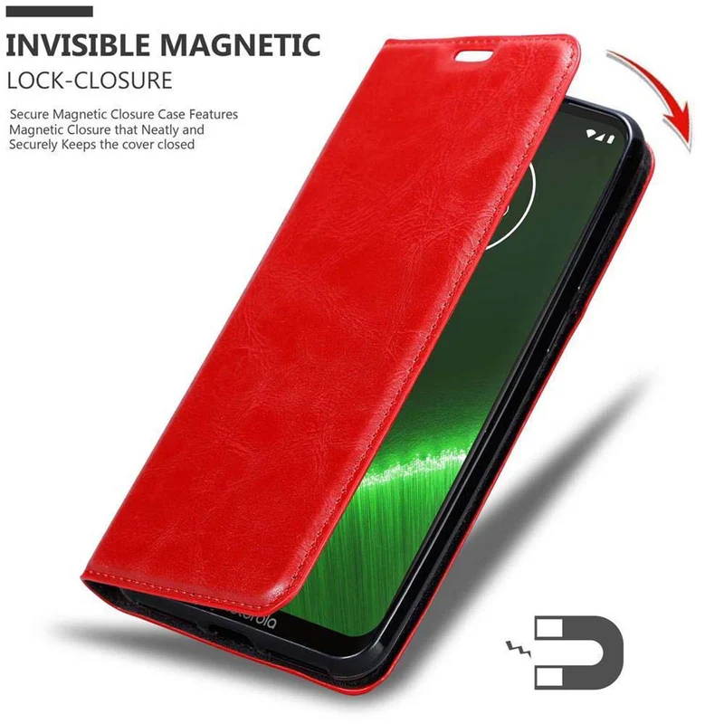 Cadorabo Hülle kompatibel mit Motorola MOTO G7 / G7 PLUS Schutzhülle mit Magnetverschluss, Standfunktion und Kartenfach