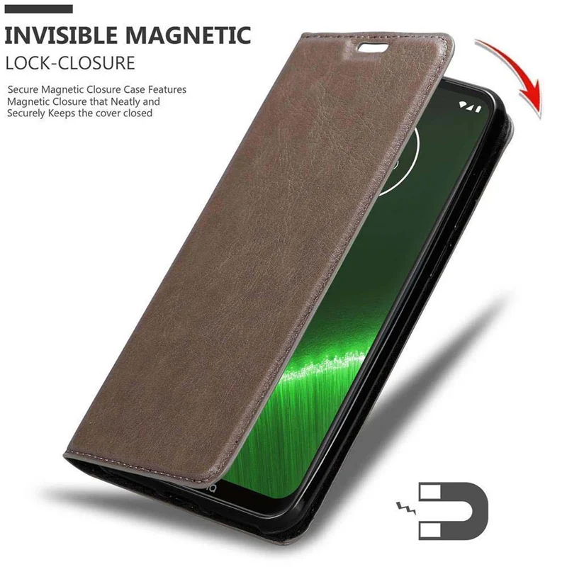 Cadorabo Hülle kompatibel mit Motorola MOTO G7 / G7 PLUS Schutzhülle mit Magnetverschluss, Standfunktion und Kartenfach