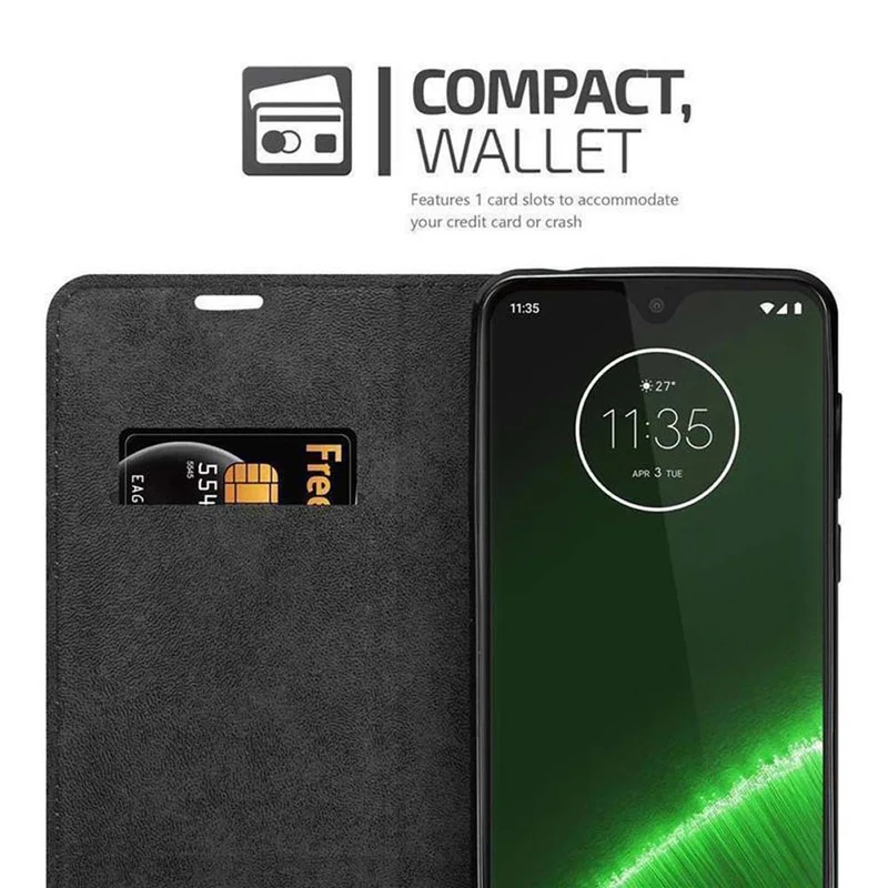 Cadorabo Hülle kompatibel mit Motorola MOTO G7 / G7 PLUS Schutzhülle mit Magnetverschluss, Standfunktion und Kartenfach