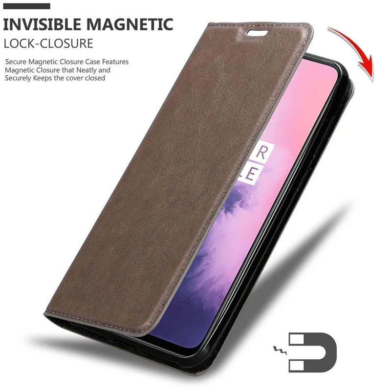 Cadorabo Hülle kompatibel mit OnePlus 7 Schutzhülle mit Magnetverschluss, Standfunktion und Kartenfach