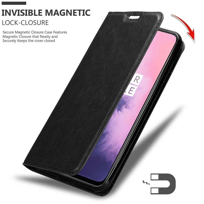 Cadorabo Hülle kompatibel mit OnePlus 7 Schutzhülle mit Magnetverschluss, Standfunktion und Kartenfach