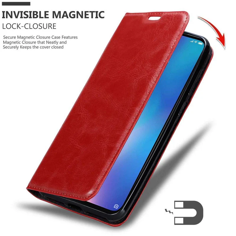 Cadorabo Hülle kompatibel mit Xiaomi Mi 9 Schutzhülle mit Magnetverschluss, Standfunktion und Kartenfach