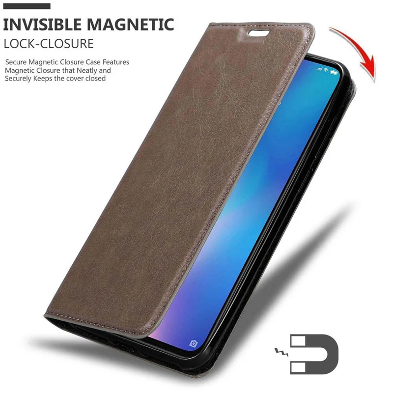 Cadorabo Hülle kompatibel mit Xiaomi Mi 9 Schutzhülle mit Magnetverschluss, Standfunktion und Kartenfach