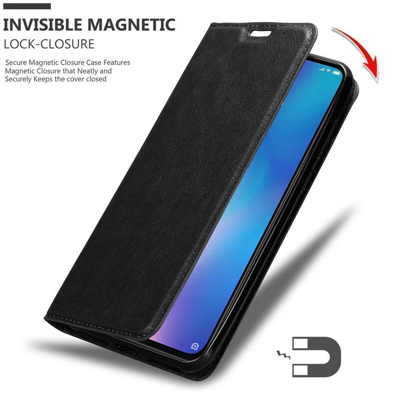 Cadorabo Hülle kompatibel mit Xiaomi Mi 9 Schutzhülle mit Magnetverschluss, Standfunktion und Kartenfach