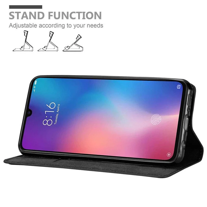 Cadorabo Hülle kompatibel mit Xiaomi Mi 9 Schutzhülle mit Magnetverschluss, Standfunktion und Kartenfach