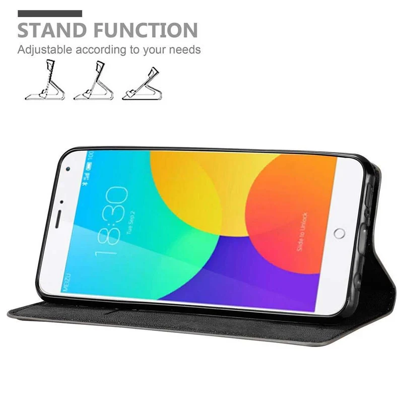 Cadorabo Hülle kompatibel mit MEIZU MX4 Schutzhülle mit Magnetverschluss, Standfunktion und Kartenfach