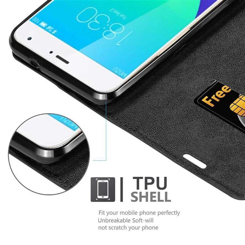 Cadorabo Hülle kompatibel mit MEIZU MX4 Schutzhülle mit Magnetverschluss, Standfunktion und Kartenfach