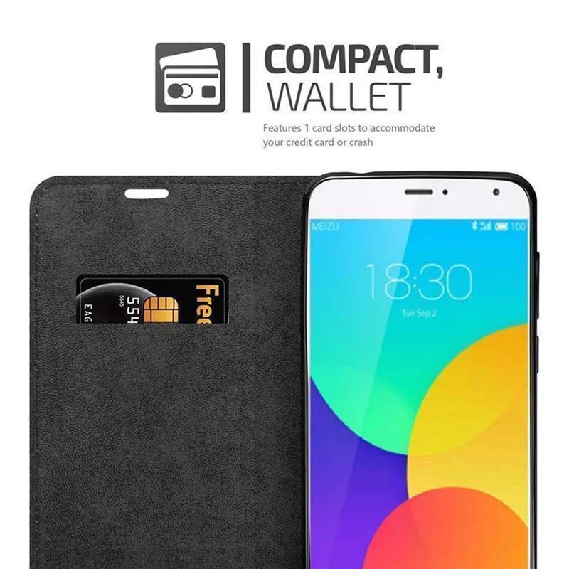 Cadorabo Hülle kompatibel mit MEIZU MX4 Schutzhülle mit Magnetverschluss, Standfunktion und Kartenfach