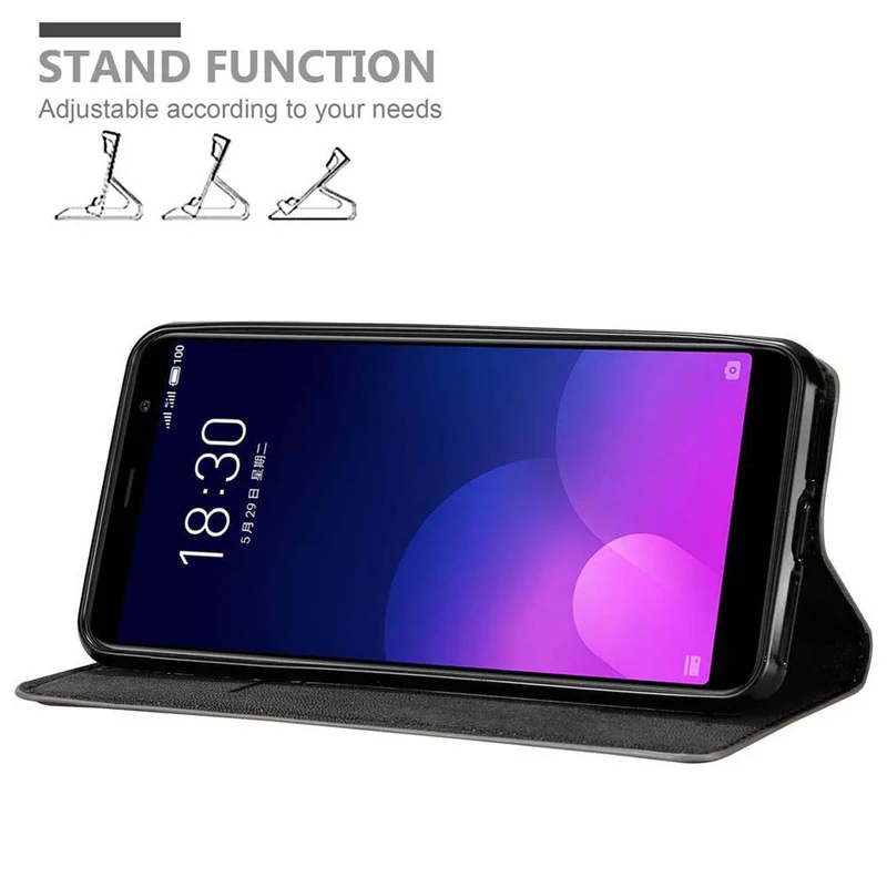 Cadorabo Hülle kompatibel mit MEIZU M6T Schutzhülle mit Magnetverschluss, Standfunktion und Kartenfach
