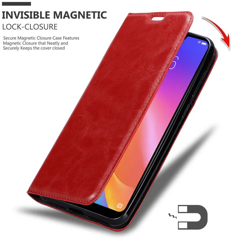 Cadorabo Hülle kompatibel mit Vivo Y81i Schutzhülle mit Magnetverschluss, Standfunktion und Kartenfach
