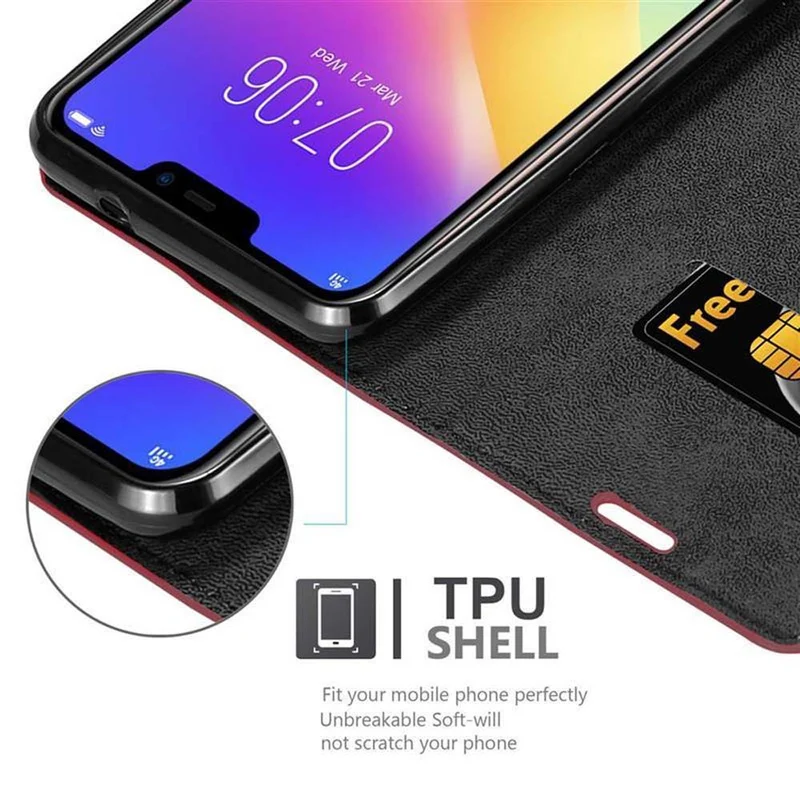 Cadorabo Hülle kompatibel mit Vivo Y81i Schutzhülle mit Magnetverschluss, Standfunktion und Kartenfach