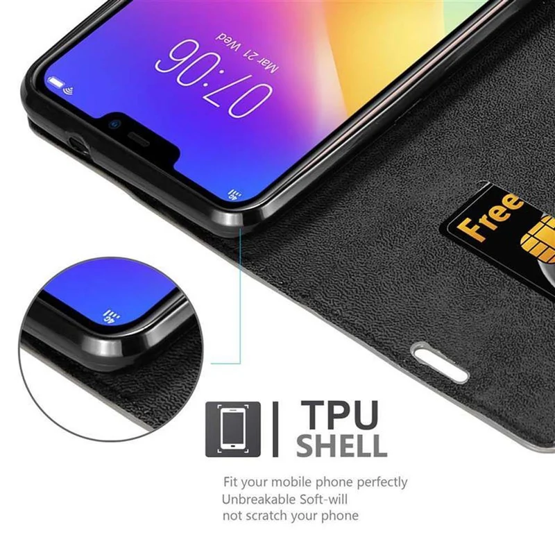 Cadorabo Hülle kompatibel mit Vivo Y81i Schutzhülle mit Magnetverschluss, Standfunktion und Kartenfach