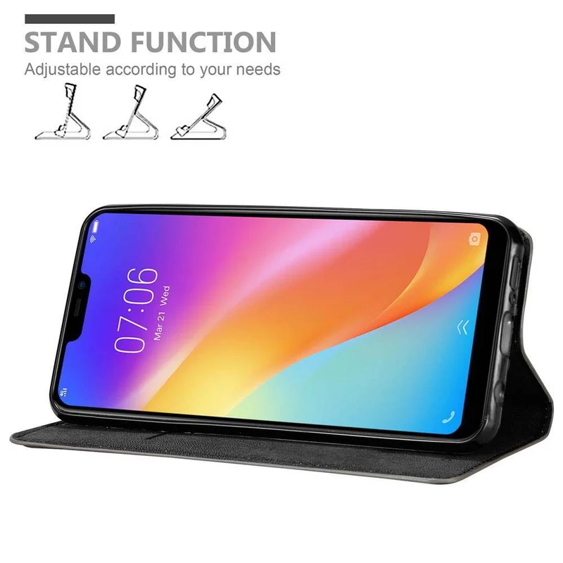 Cadorabo Hülle kompatibel mit Vivo Y81i Schutzhülle mit Magnetverschluss, Standfunktion und Kartenfach