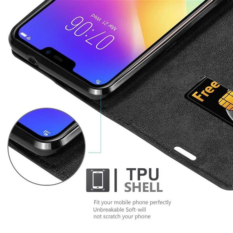 Cadorabo Hülle kompatibel mit Vivo Y81i Schutzhülle mit Magnetverschluss, Standfunktion und Kartenfach