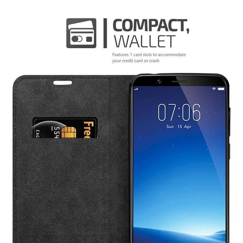 Cadorabo Hülle kompatibel mit Vivo Y71 Schutzhülle mit Magnetverschluss, Standfunktion und Kartenfach
