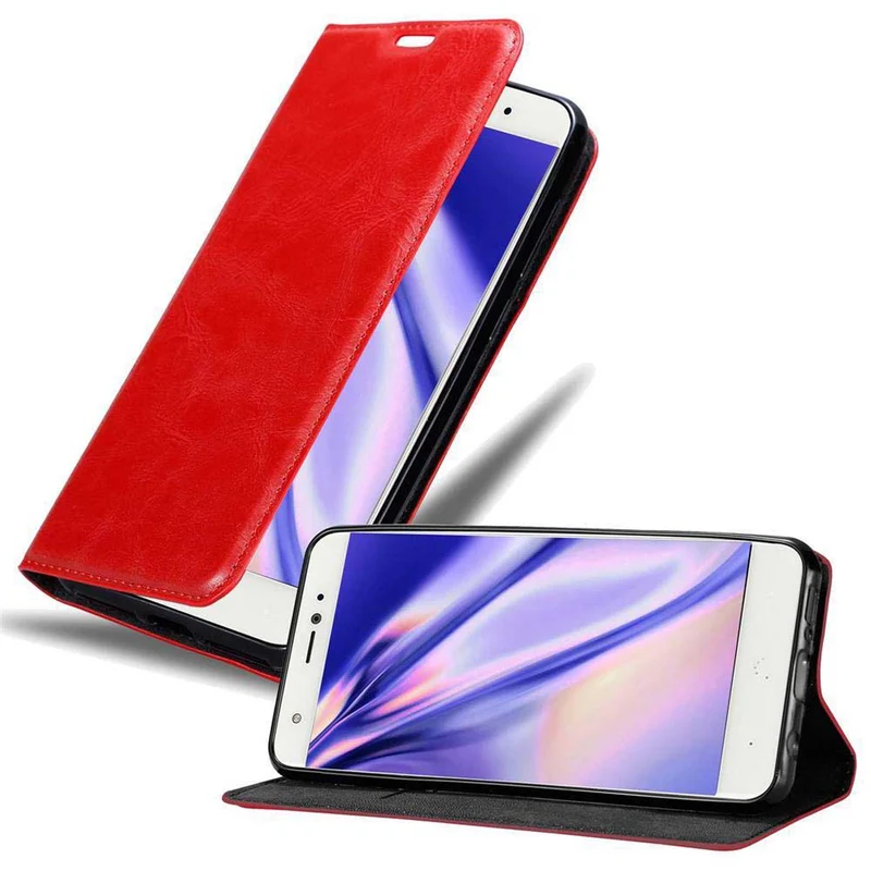 Cadorabo Hülle kompatibel mit BQ Aquaris X Schutzhülle mit Magnetverschluss, Standfunktion und Kartenfach