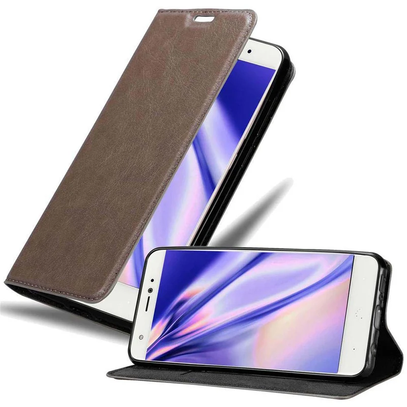 Cadorabo Hülle kompatibel mit BQ Aquaris X Schutzhülle mit Magnetverschluss, Standfunktion und Kartenfach