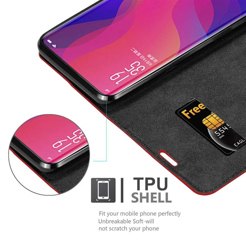 Cadorabo Hülle kompatibel mit Oppo FIND X Schutzhülle mit Magnetverschluss, Standfunktion und Kartenfach
