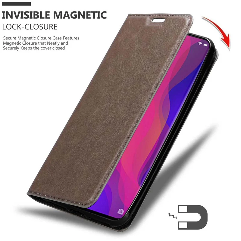 Cadorabo Hülle kompatibel mit Oppo FIND X Schutzhülle mit Magnetverschluss, Standfunktion und Kartenfach