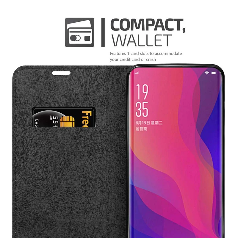 Cadorabo Hülle kompatibel mit Oppo FIND X Schutzhülle mit Magnetverschluss, Standfunktion und Kartenfach